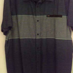 Hurley Men's Blue Striped Casual Button Down Shirt